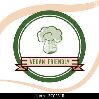 Banner Vegan friendly con nastro Vector Illustrazione Vettoriale