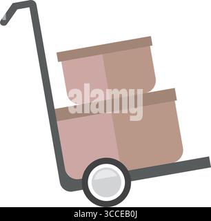 Carrello a mano con pacchi. Vettore Illustrazione Vettoriale