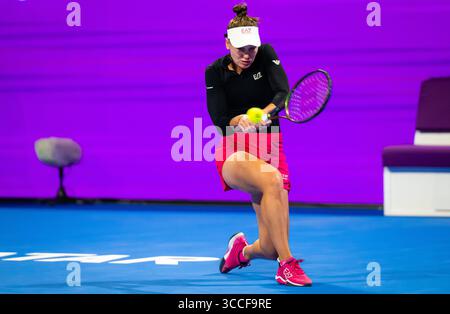 16 febbraio 2023, DOHA, QATAR: La Russia Veronika Kudermetova in azione durante i quarti di finale del torneo di tennis Qatar Totalenergies Open WTA 500 2023 (Credit Image: © Rob Prange/AFP7 via ZUMA Press Wire) Foto Stock
