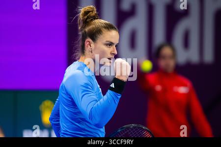 16 febbraio 2023, DOHA, QATAR: La Grecia Maria Sakkari in azione durante i quarti di finale del torneo di tennis Qatar Totalenergies Open WTA 500 2023 (Credit Image: © Rob Prange/AFP7 via ZUMA Press Wire) Foto Stock