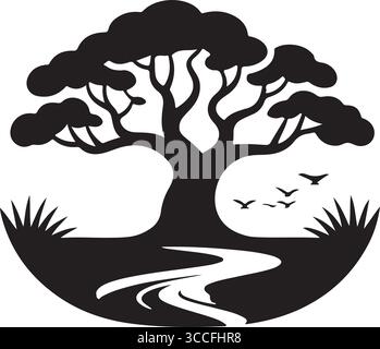 Design del logo con struttura ad albero stilizzata Design del modello è un design elegante E accattivante con un modello ad albero stilizzato adatto Illustrazione Vettoriale