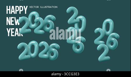 Serie di numeri per l'anno nuovo 2026. Illustrazione Vettoriale