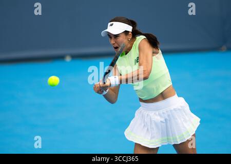 MASON, OHIO - 11 AGOSTO: Sorana Cirstea della Romania in azione durante il giorno 5 del Cincinnati Open al Lindner Family Tennis Center l'11 agosto 2025 a Mason, Ohio. (Foto di Mauricio Paiz) credito: Mauricio Paiz/Alamy Live News Foto Stock