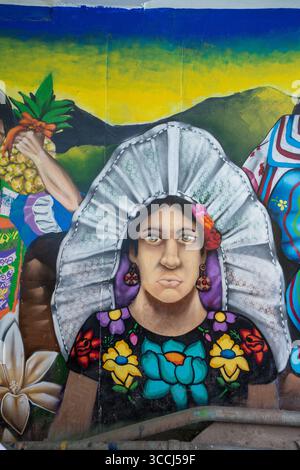 24 novembre 2018, Oaxaca de Juarez, Oaxaca, Messico: Dipinti murali nel tunnel d'ingresso al Guelaguetza Auditorium sulla Fortin Hill, Oaxaca, Messico, raffiguranti ballerini in costume. (Immagine di credito: © Jon G. Fuller / Vwpics/VW Pics via ZUMA Press Wire) Foto Stock