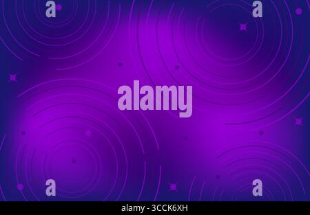 Sfumato sfondo futuristico blu e viola. Striscione viola scuro vettoriale, copertura in mesh con cerchi in tecno, punti e stelle Illustrazione Vettoriale
