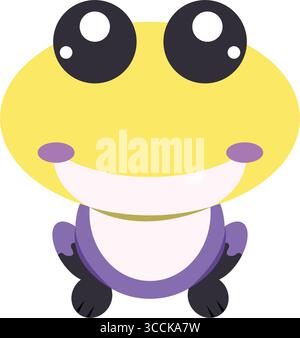 Grazioso design del personaggio rana. Vettore Illustrazione Vettoriale