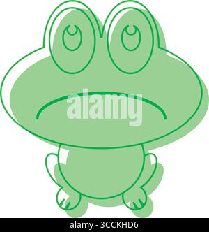 Triste volto da cartoni animati rana. Vettore Illustrazione Vettoriale