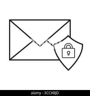 Illustrazione sulla protezione e-mail. Simbolo del messaggio protetto. Vettore di posta crittografato. Icona posta in arrivo protetta. Illustrazione Vettoriale