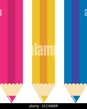 Set di tre matite colorate. Vettore Illustrazione Vettoriale