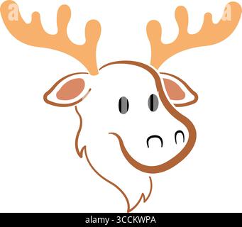 Profilo bianco della testa di alce. Vettore Illustrazione Vettoriale
