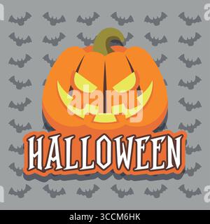 Il design della zucca malvagia di Halloween. Vettore Illustrazione Vettoriale