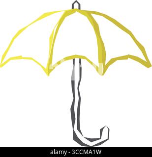 Schizzo del contorno dell'ombrello giallo. Vettore Illustrazione Vettoriale