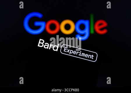 13 luglio 2023, Asuncion, Paraguay: Badge of Bard, un esperimento di intelligenza artificiale di Google, viene visualizzato su uno smartphone. (Immagine di credito: © Andre M. Chang/ZUMA Press Wire) Foto Stock