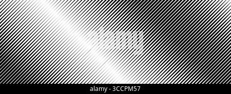 Gradiente linea diagonale mezzitoni. Sfondo graduato nero obliquo. Ripetizione dello sfondo inclinato. Sfondo lineare parallelo vibrante. Sovrapposizione texture effetto moire con inclinazione astratta. Vettore Illustrazione Vettoriale