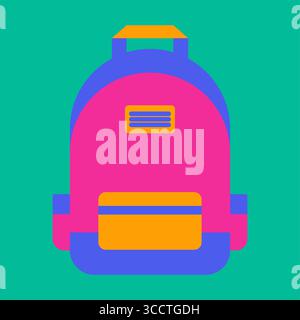 Illustrazione vettoriale dello zaino scolastico colorato Illustrazione Vettoriale