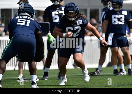 30 luglio 2023: Centro dei Seattle Seahawks Joey Hunt (62) durante il training camp dei Seattle Seahawks a Renton, Washington. Steve Faber/CSM (immagine di credito: © Steve Faber/CSM via ZUMA Press Wire) Foto Stock