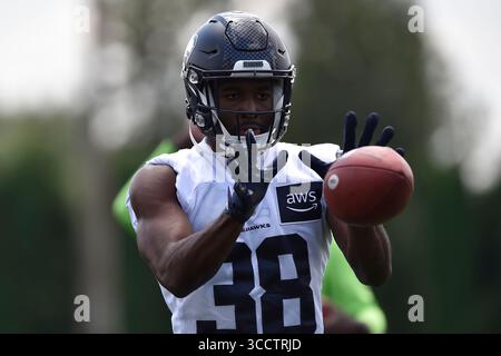 30 luglio 2023: Cornerback dei Seattle Seahawks Andrew Whitaker (38) durante il training camp dei Seattle Seahawks a Renton, Washington. Steve Faber/CSM (immagine di credito: © Steve Faber/CSM via ZUMA Press Wire) Foto Stock