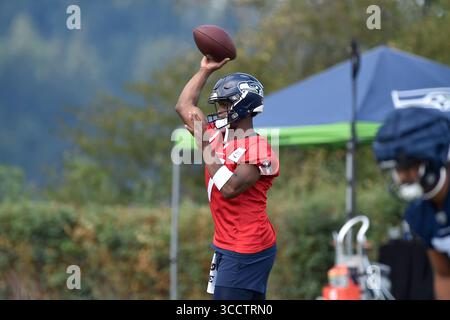 30 luglio 2023: Il quarterback dei Seattle Seahawks Geno Smith (7) durante il training camp dei Seattle Seahawks a Renton, Washington. Steve Faber/CSM (immagine di credito: © Steve Faber/CSM via ZUMA Press Wire) Foto Stock