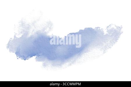 Morbida macchia blu celeste con bordi organici e flusso naturale di pigmenti. Sognante texture traslucida del cielo per sfondi eterei, artistici Foto Stock