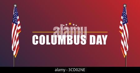 Chiusura del Columbus Day con sfondo American Flag Illustrazione Vettoriale