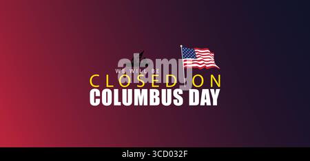 Patriotic. L'hotel rimarrà chiuso il giorno di Colombo con il design audace della bandiera Illustrazione Vettoriale