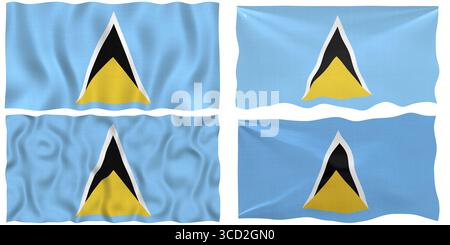 Grande immagine della bandiera di Saint Lucia Foto Stock