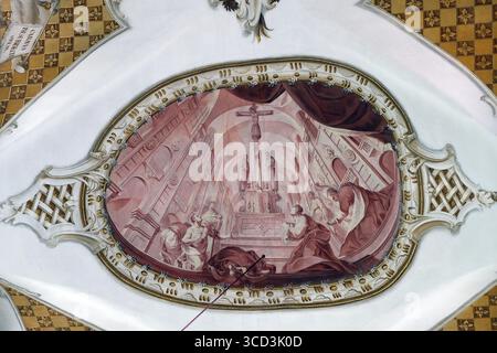 Affreschi sul soffitto della chiesa del monastero di San Giovanni in Ursberg, Germania Foto Stock