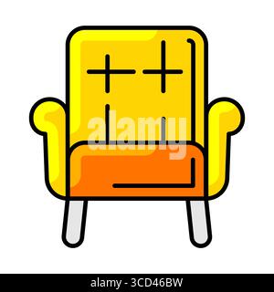 Icona sedia morbida. Illustrazione sottile dell'elemento per l'arredamento della casa. Illustrazione Vettoriale