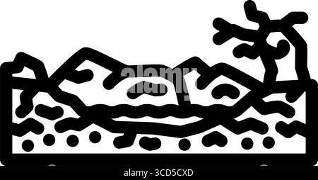 illustrazione vettoriale dell'icona della sorgente di acqua sporca in orizzontale asciutto Illustrazione Vettoriale