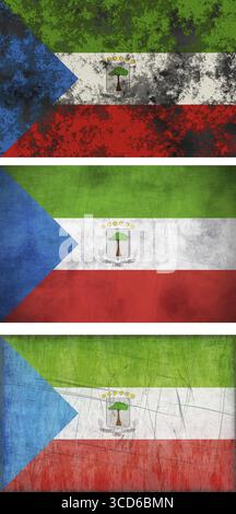 Grande immagine della bandiera della Guinea equatoriale Foto Stock