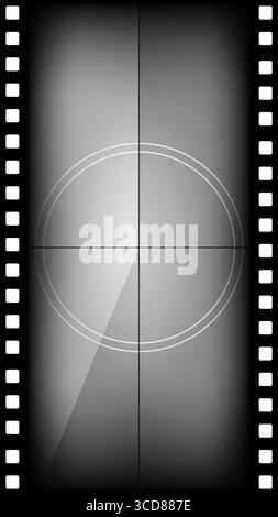 Animazione della striscia di grunge con numeri e fotogramma del timer. timer per conto alla rovescia 9x16 con disposizione verticale della bobina di pellicola. Sequenza vintage dello schermo per il movimento Illustrazione Vettoriale