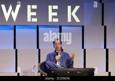 Rio De Janeiro, Brasile. 12 agosto 2025. Sebastian Vettel, quattro volte campione del mondo di Formula 1, durante la Rio Innovation Week, al Pier Mauá, nel centro di Rio de Janeiro, Brasile, questo martedì 12 agosto 2025 credito: Brazil Photo Press/Alamy Live News Foto Stock