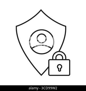 Protezione personale dell'utente. Protezione account privato. Blocco di sicurezza Vector. Icona di sicurezza dei dati. Illustrazione Vettoriale