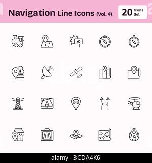 Icone della linea di navigazione (Vol. 4) Illustrazione Vettoriale
