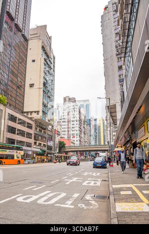 GENNAIO 2023, HONG KONG, CINA: Hong Kong City Street nel distretto di Wan chai Foto Stock