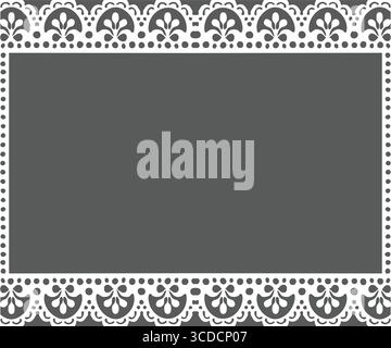 Cornice rettangolare dettagliata con bordi floreali ispirati al pizzo e uno spazio centrale vuoto pronto per il testo. Illustrazione Vettoriale