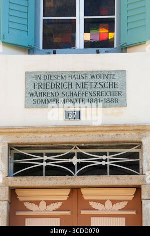 Svizzera, Sils-Maria, Friedrich Nietzsche House Museum, filosofo trascorse i mesi estivi tra il 1881 e il 1888. Foto Stock