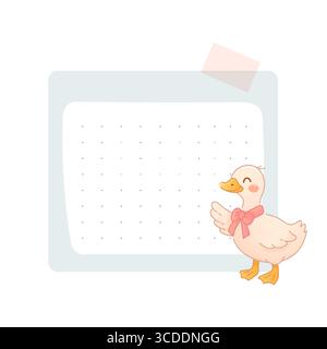 Blocco note minimal con punti azzurri e un sorriso di anatra. Ideale per la pubblicazione di proiettili o la decorazione di progettisti. Illustrazione Vettoriale