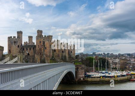 Conwy Castle, Conwy County Borough, Galles, Regno Unito Foto Stock