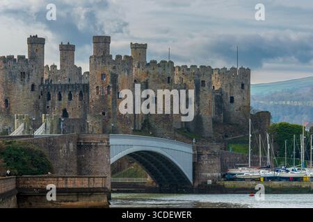 Conwy Castle, Conwy County Borough, Galles, Regno Unito Foto Stock