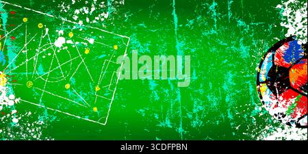 calcio grintoso o illustrazione di calcio con palle da calcio e texture ruvide Foto Stock