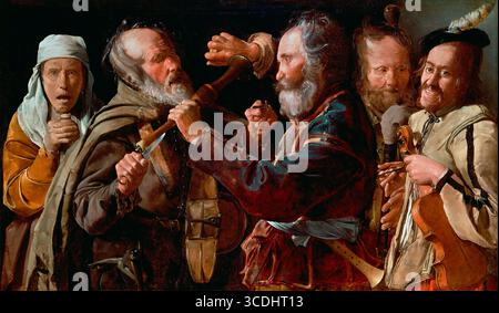 The Musicians Brawl di Georges de la Tour (1593-1652), olio su tela, c. 1625-30 Foto Stock