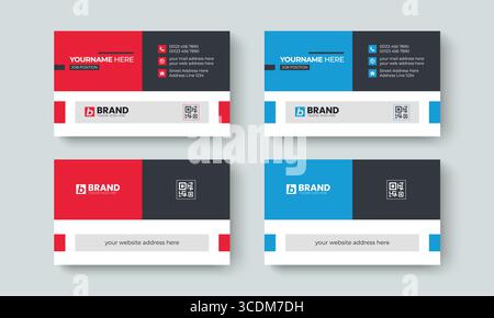Modello minimo per biglietti da visita aziendali o biglietti da visita. Design creativo moderno per carta d'identità, contatti, branding, design di cancelleria. Illustrazione Vettoriale