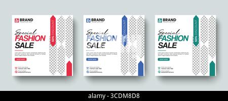 Elegante promozione di vendita di moda post quadrato sui social media o modello di annuncio banner Web. Marketing digitale promozione aziendale online, banner online Illustrazione Vettoriale