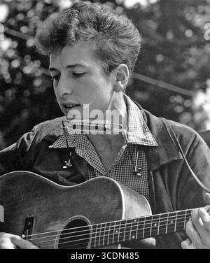 BOB DYLAN cantante americano alla Civil Rights March di Washington il 28 agosto 1963. Foto: Rowland Scherman Foto Stock