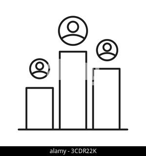 Metriche dei social media. Grafico di crescita dell'utente. Vettore statistico sociale. Icona di analisi della community. Illustrazione Vettoriale