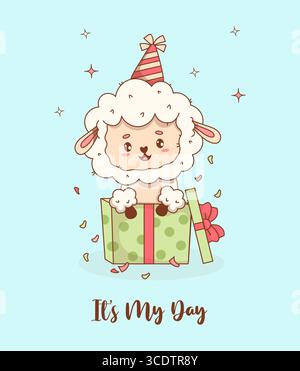 Biglietto Di Auguri Per Il Compleanno Con Il Buon Compleanno Alla Pecora Con L'immagine Sveglia