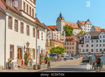 Storica piazza del mercato a Colditz, Sassonia, Germania Foto Stock