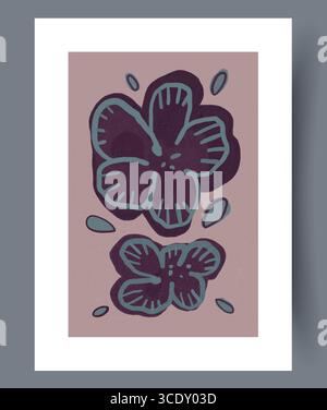 Un design floreale bello e stilizzato caratterizzato da colori profondi e ricchi in uno stile artistico Illustrazione Vettoriale