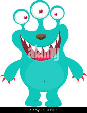 Divertente alieno dei cartoni animati. Design di Halloween Illustrazione Vettoriale